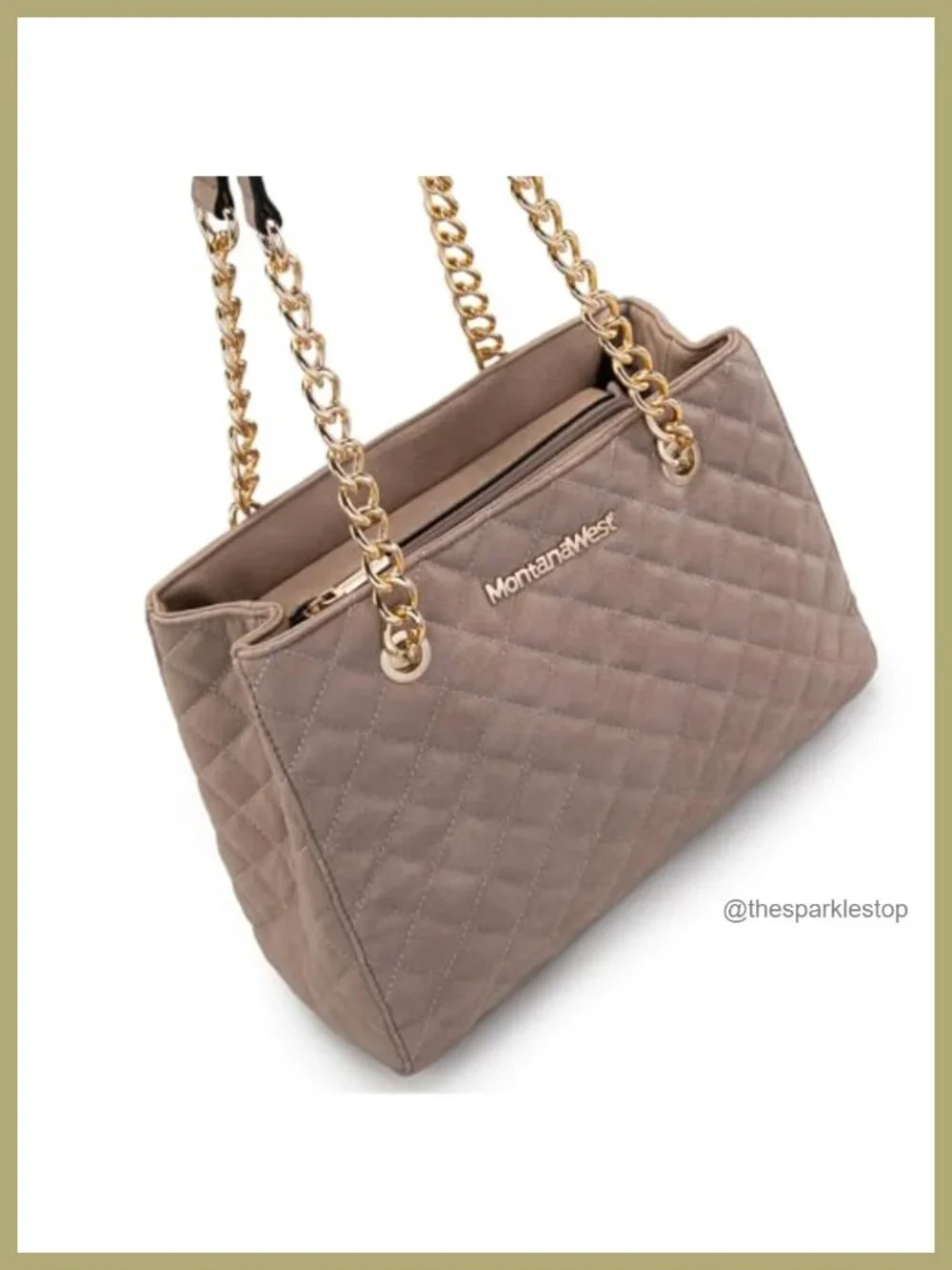 Medium Tote Bag Quilted Chain Shoulder Purse Gold Hardware Laptop 13